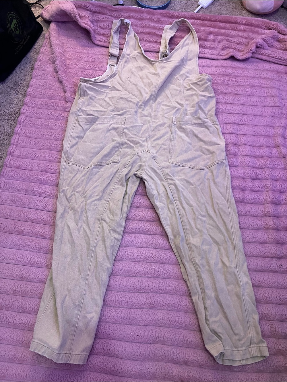 Ami Cream Utility Pocket Overalls Jumpsuit